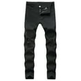 thumbnail image 1 of Stamzod Ripped Hole Jeans for Men Fashion Vintage Solid Color Straight Denim Pants with Pocket Casual Plus Size Mens Stretch Jeans Black C L, 1 of 1