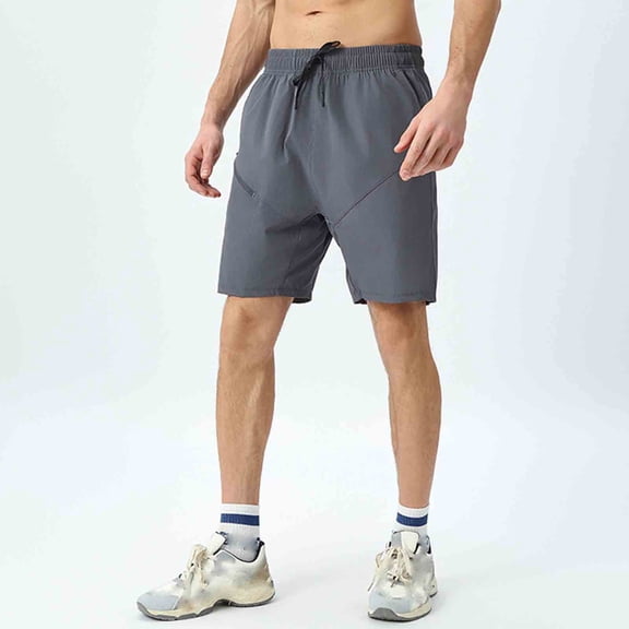 Stamzod Running Shorts for Men Summer Lightweight Quick-Dry Casual Short Mens Outdoor Activewear with Zipper Pocket Gray B XXL