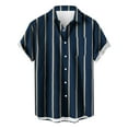 thumbnail image 1 of Stamzod Shirts for Men Short Sleeve Stripe Printed Casual Button down Lapel Summer Beach Shirts Plus Size Mens Shirts, 1 of 4