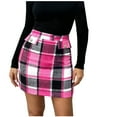 thumbnail image 1 of Stamzod Short Skirts for Women Casual High Waist Mini Pencil Skirt Fall Winter Plaid Skirts for Women Trendy 2025 Hot Pink XXL, 1 of 6