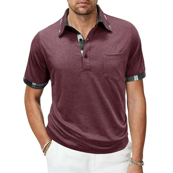 Stamzod Short Sleeve Dress Shirts for Men Summer Turndown Short Sleeve Pullover Tops Business Casual Oversized Shirt for Men Wine XL