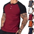 thumbnail image 1 of Stamzod Short Sleeve Tshirt for Men Summer Crewneck Button Pullover Basic Tee Tops Casual Workout Shirts for Men Red XXL, 1 of 6