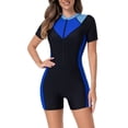 thumbnail image 1 of Stamzod Shorty Wetsuits for Women Front Zip Short Sleeve Diving Suit One Piece Surfing Swimsuits for Women Blue Y XS, 1 of 7