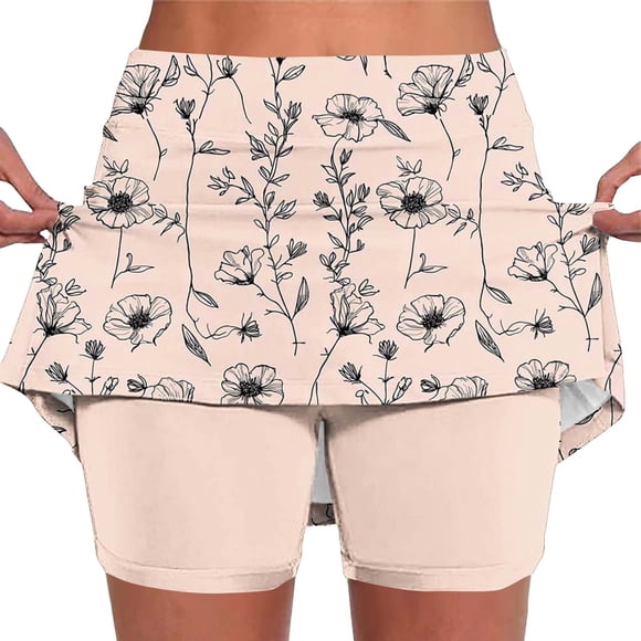 Stamzod Skorts for Women with 2 Pockets High Waisted A Line Casual Golf Skort Athletic Pickleball Tennis Skirt Khaki B XL