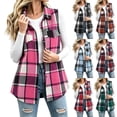 thumbnail image 1 of Stamzod Sleeveless Plaid Jacket Women 2026 Fall Fashion Casual Lining Flannel Vest Collared Button Up Waistcoat Outwear, 1 of 8