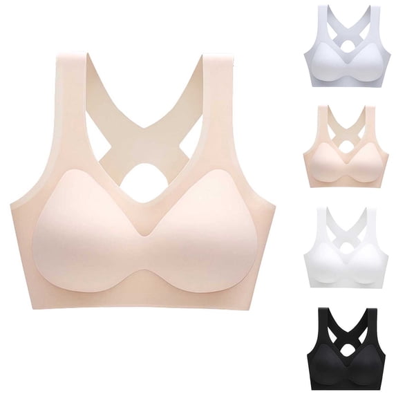 Stamzod Sports Bras for Women Bras for Women No Underwire Jelly Bra Racerback T Shirt Bra Push Up Seamless Wireless Bras