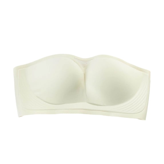 Stamzod Strapless Bras for Women No-Slip Bandeau Bra with Sewn-In Cups Push Up Wireless Seamless Bra