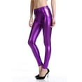thumbnail image 1 of Stamzod Style Punk Rock PU Leather Faux Leather Leggings Women Trousers Purple Metallic Gold Shiny Sexy Shining Legging Fitness, 1 of 6