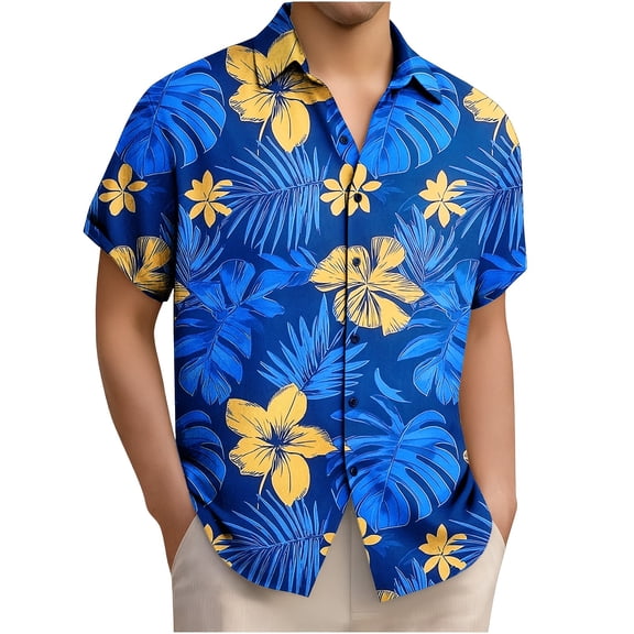 Stamzod Summer Button Up Shirts for Men Fashion Plam Print Short Sleeve Beach Shirt Casual Mens Vacation Outfits 2026 Multicolor-11 XL