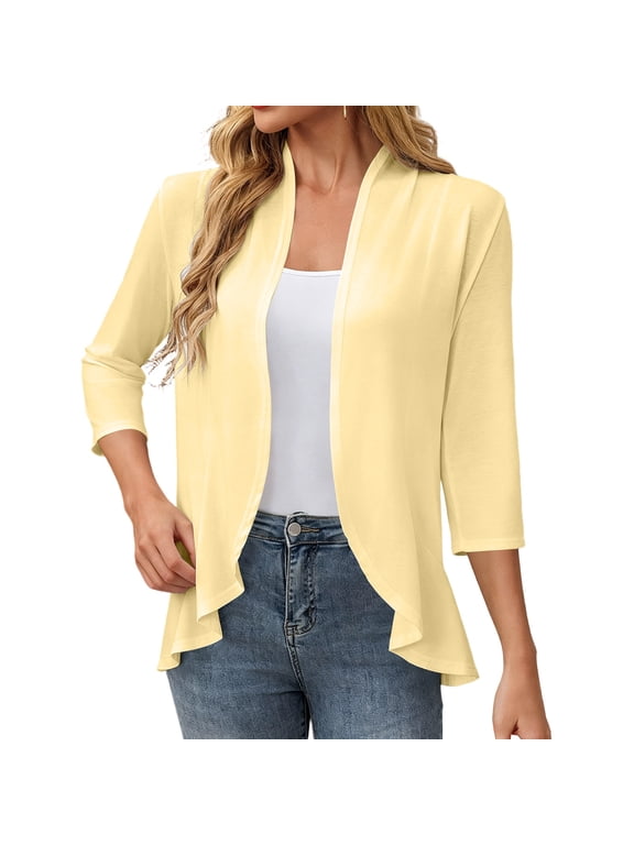 Summer Cardigans for Women Lightweight 3/4 Sleeve Open Front Cardigan Dressy Casual Loose Fit Cover Up