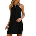 thumbnail image 1 of Stamzod Summer Dresses for Women Lady Elegant Halter Solid Color Sleeveless Dress Casual Beach Short Mini Sundresses, 1 of 6