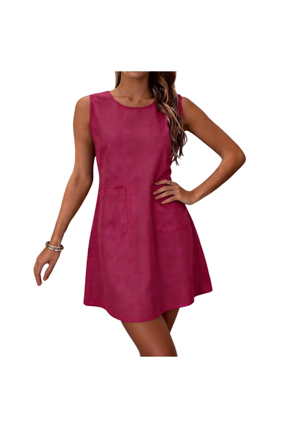 Summer Dresses for Women 2026 Elegant Classy A Line Business Casual Work Cocktail Short Dress Plus Size Clothes Hot Pink XXL