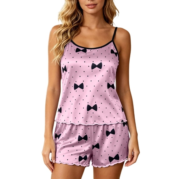 Stamzod Summer Pajamas for Women Set 2 Piece Cute Print Soft Tank Top and Shorts Lounge Set Womens Sleepwear