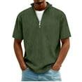 thumbnail image 1 of Stamzod Summer Quarter Zip Men Shirt Short Sleeve Stand Collar Corduroy Tops Casual Loose Oversized Shirts for Men Army Green B XXL, 1 of 7