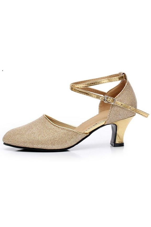 Women's Ballroom Tango Latin Dancing Shoes Sequins Shoes Social Dance Shoe Gold 37