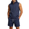 thumbnail image 1 of Stamzod Summer Track Suits Mens Outdoor Athletic Sleeveless Jackets and Shorts 2 Piece Casual Workout Hiking Sweatsuit Short Sets, 1 of 6