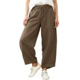 thumbnail image 1 of Stamzod Summer Wide Leg Sweatpants Women Casual Loose Straight Beach Pants Solid Color Travel Pants with Pocket Womens Vacation Outfits Coffee XL, 1 of 6
