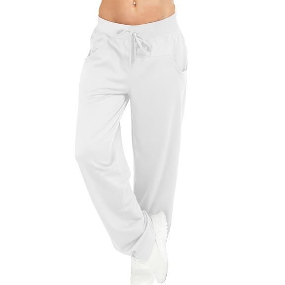 Stamzod Sweat Pants for Womens Solid Color Elastic Waist Workout Yoga Pants Summer Casual Baggy Sweatpants for Women White L