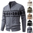 thumbnail image 1 of Stamzod Sweater Jackets for Men Casual Stand Collar Full Zip Knitted Sweaters Long Sleeve Winter Coats for Men Khaki D M, 1 of 6