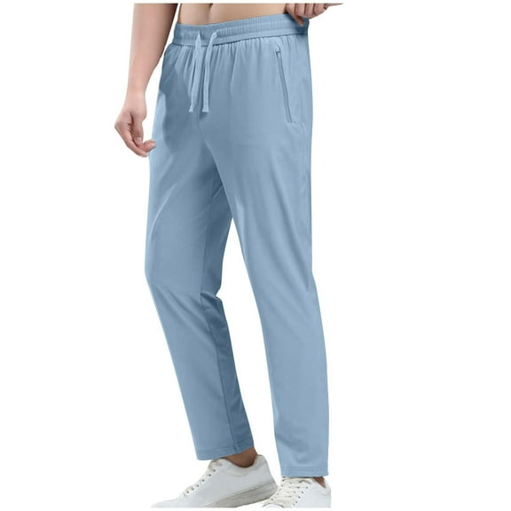 Stamzod Sweatpants for Men Outdoor Running Hiking Pants with Pocket Plus Size Joggers for Men Light Blue C XXL