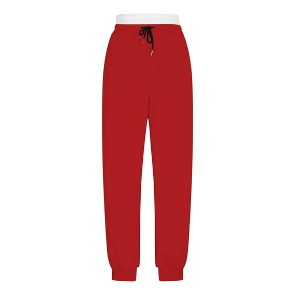 Stamzod Sweatpants for Men Unisex Solid Color Elastic Waist Jogging Pants Men Activewear with Pocket Casual Sweat Pants for Womens Red L