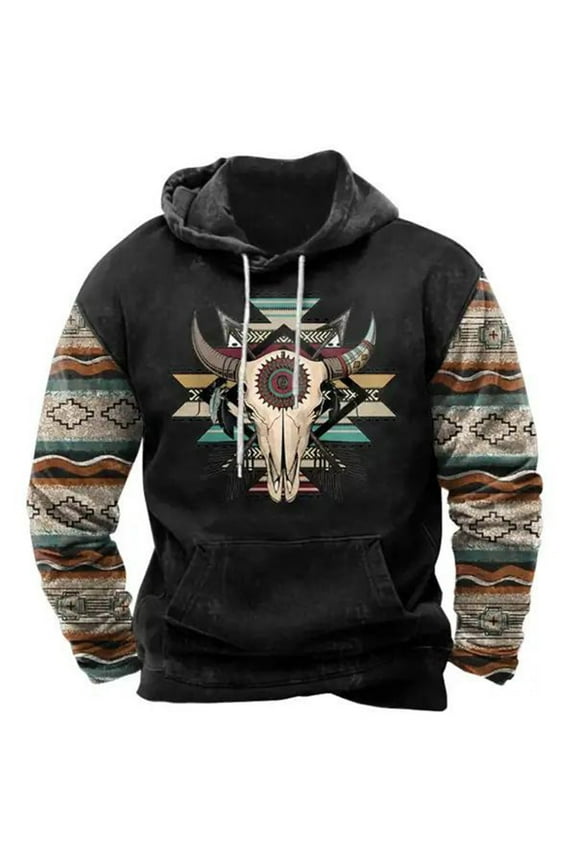 Sweatshirts for Men Hoodie Long Sleeve Vintage Print Mens Graphic Sportswear Plus Size Warm Mens Sweatshirt with Pocket