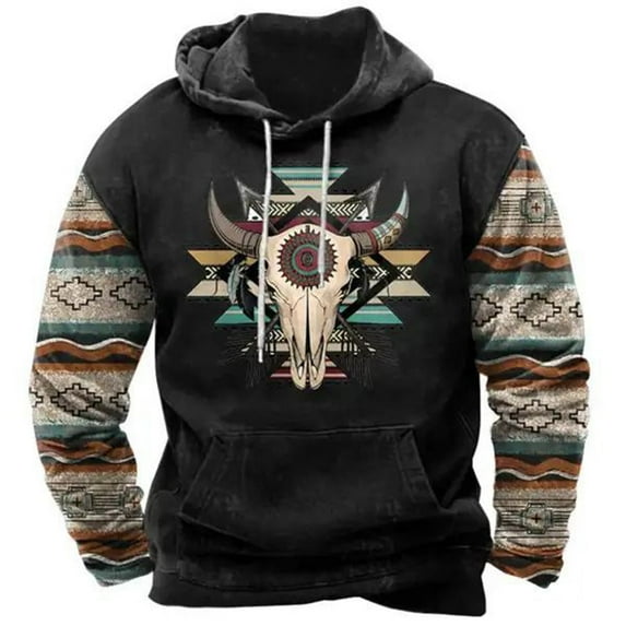 Stamzod Sweatshirts for Men Hoodie Long Sleeve Vintage Print Mens Graphic Sportswear Plus Size Warm Mens Sweatshirt with Pocket