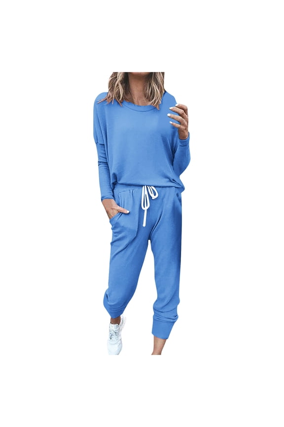 Sweatsuits Womens Loungewear Set Tracksuit Long Sleeve Pajamas Set with Pockets 2 Piece Outfits Lounge Sets