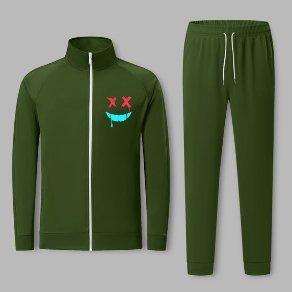 Stamzod Sweatsuits for Men Sets Long Sleeve Full Zip Jacket and Sweatpants 2 Piece Tracksuit Funny Print Casual Sports Jogging Suits S-2Xl