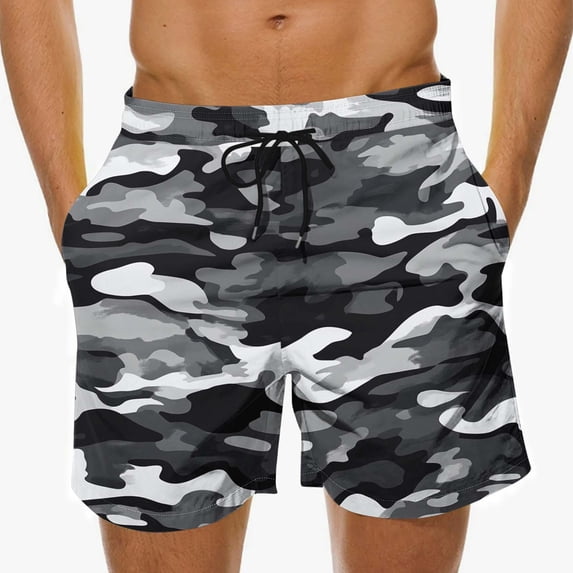 Stamzod Swim Trunks Men Hawaiian Bathing Suit with Pocket Quick Dry Big & Tall Swim Shorts Multicolor D XXXXL