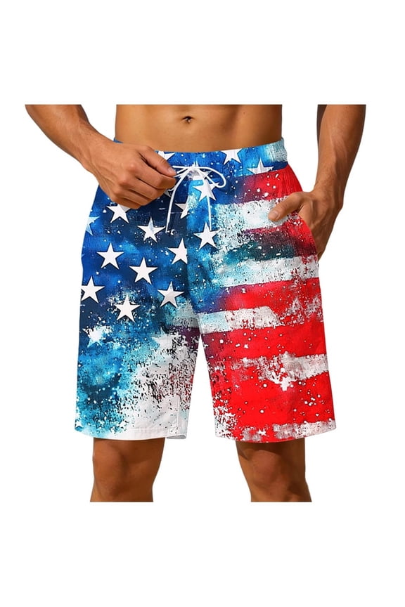 Swimming Shorts for Men 4Th Of July Bathing Suit Swimsuits Casual Swim Trunks Swimwear with Pocket Dark Blue S