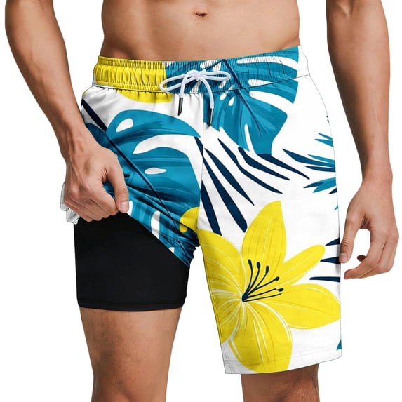 Stamzod Swimming Trunks for Men Quick Dry Bathing Suits with Mesh Lining Hawaiian Beach Swimwear 2026 Multicolor-E M