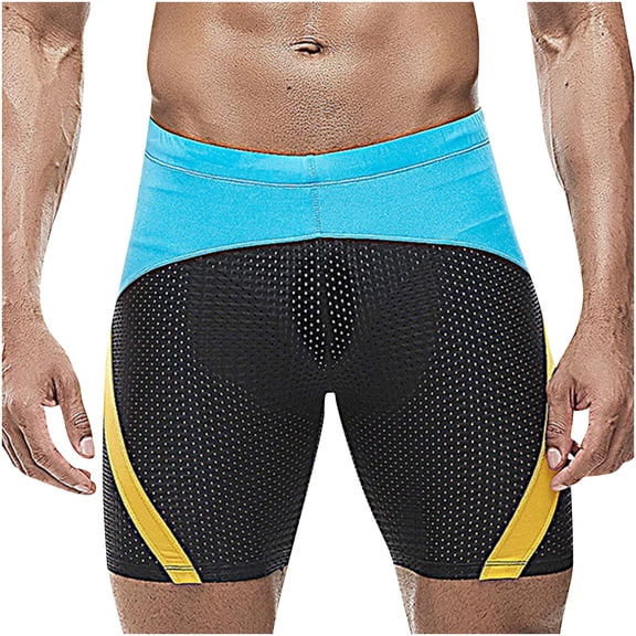 Stamzod Swimming Trunks for Men Solid Color Low Waist Swim Shorts Holiday Casual Stretch Beach Shorts for Men Blue XL
