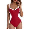 thumbnail image 1 of Stamzod Swimsuit for Women Tummy Control One Piece Bathing Suit Color Block Swim Suits 2026 Red XXL, 1 of 7