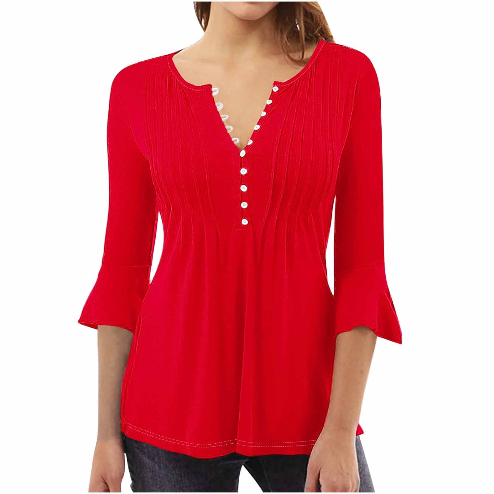 Women's V-Neck Short Sleeve T-Shirt - Lightweight Casual Summer Top (S-2XL) - View #7