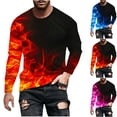 thumbnail image 1 of Stamzod T Shirts for Man Fashion Flame Printed Round Neck Long Sleeve Shirt Casual Loose Fit Oversized Gym Shirts for Men Red B L, 1 of 3