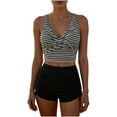 thumbnail image 1 of Stamzod Tankini Swimsuits for Women Tummy Control Front Cross Bathing Suits Two Piece Striped Tankini Tops with Shorts Swimwear Black L, 1 of 6