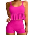 thumbnail image 1 of Stamzod Tankini Swimsuits for Women Two Piece Tummy Control Bathing Suits Modest Ruffle Tops with Boyshort Swimwear Hot Pink L, 1 of 8