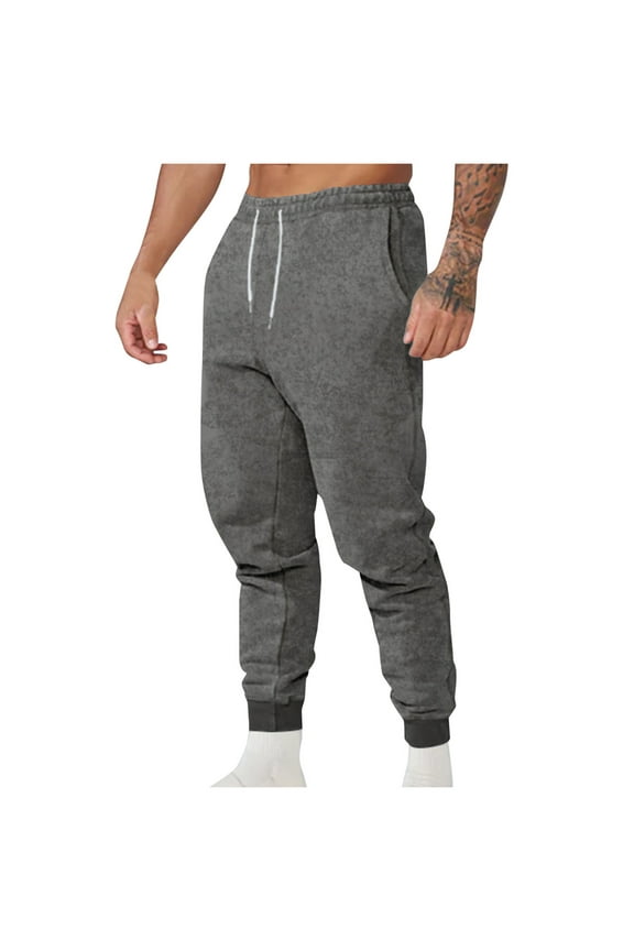 Tapered Sweatpants Men with Pockets Drawstring Waist Mens Jogging Trousers Elastic Bottom Slim Stretch Athletic Pants for Men