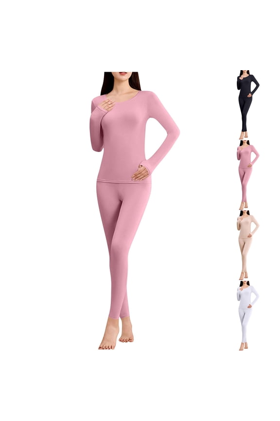 Thermals for Women Solid Color Seamless Long Sleeve Shirt Slim Fit Long Underwear Women Sleepwear Casual Warm Base Layer Purple D XXL