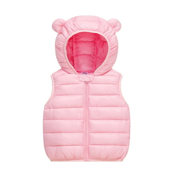 Stamzod Toddler Baby Boys Girls Solid Color Plush Cute Winter Thick Casual Keep Warm Singlet Coat Jacket