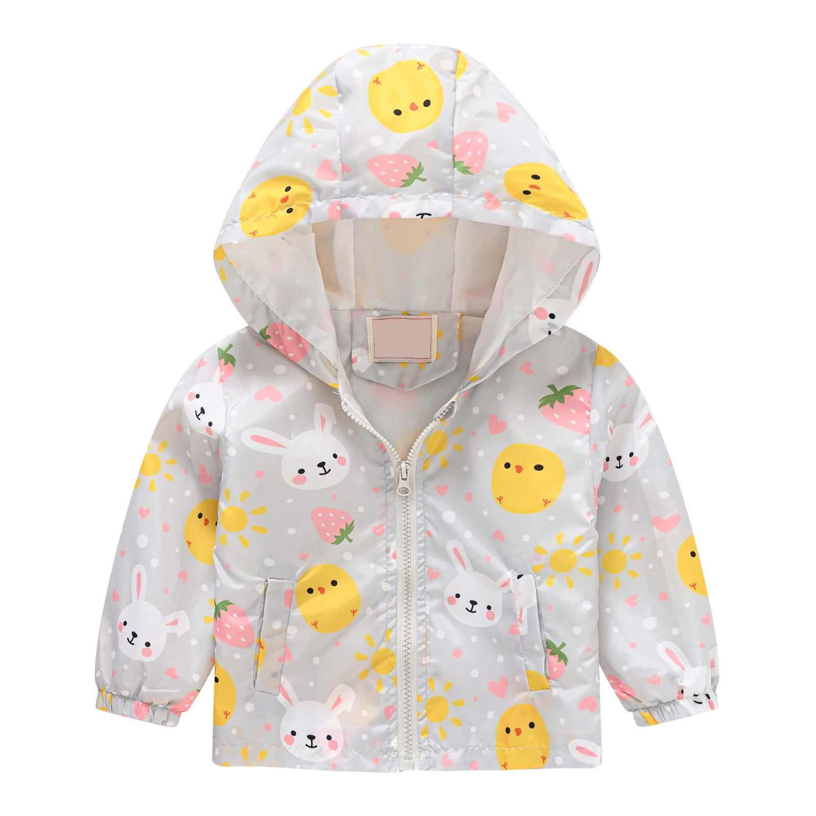 DDSOL Toddler Girls Cartoon Zip Jacket - Unicorn Owl Print Lightweight Hooded Windbreaker (2-8 Years) - View #9