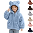 thumbnail image 1 of Stamzod Toddler Clothes Girls Boys Cute Bear Ear Hooded Fleece Jacket Casual Warm Zip Up Sherpa Winter Coat with Pockets Blue B 1-2Years, 1 of 7
