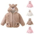 thumbnail image 1 of Stamzod Toddler Girl Clothes Boys Winter Coat Long Sleeve Hooded Fleece Jacket Fashion Cute Warm Outwear with Bear Ears Pink C 1-2Years, 1 of 8