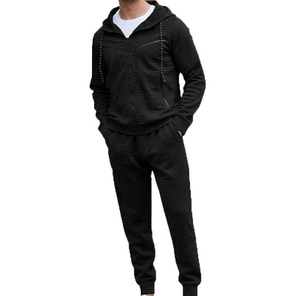 Stamzod Track Suits for Men Set Men's Suits Plus Size Hooded Men Sweatsuits Sets Long Sleeve Zipper Jacket And Pants Jogging Suits