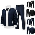 thumbnail image 1 of Stamzod Track Suits for Men Set Fashion Patchwork Printing Long Sleeve Zip Up Jacket and Joggers Casual Mens Sweatsuit with Pocket Black L, 1 of 5