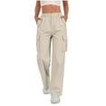 thumbnail image 1 of Stamzod Trendy Fall Fashion Women Cargo Pants Outdoor Athletic Baggy Sweatpants with Pocket Casual Straight Travel Pants for Women Beige B XL, 1 of 9