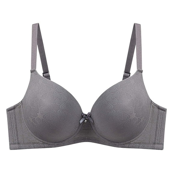 Stamzod Truekind Bras for Women Supportive Push Up Bra Scalloped Seamless Bra Everyday Bras Underwire Bras for Women Dark Gray 110D