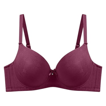 Stamzod Truekind Bras for Women Supportive Push Up Bra Scalloped Seamless Bra Everyday Bras Underwire Bras for Women Red 85D