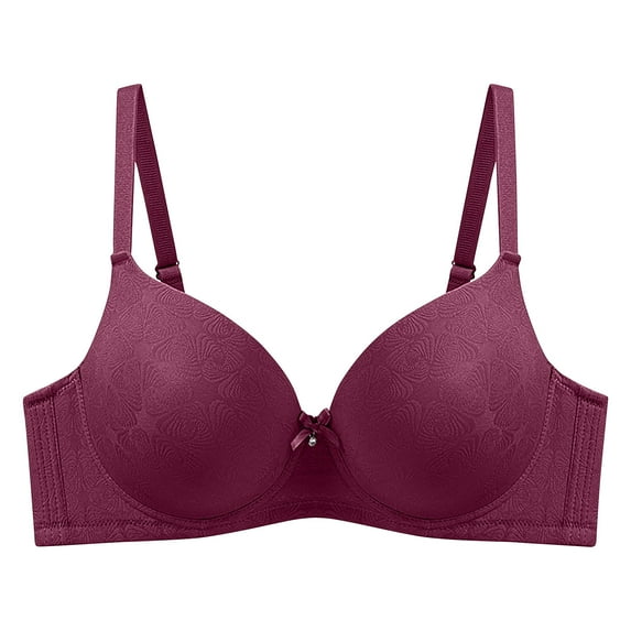 Stamzod Truekind Bras for Women Supportive Push Up Bra Scalloped Seamless Bra Everyday Bras Underwire Bras for Women Red 85D